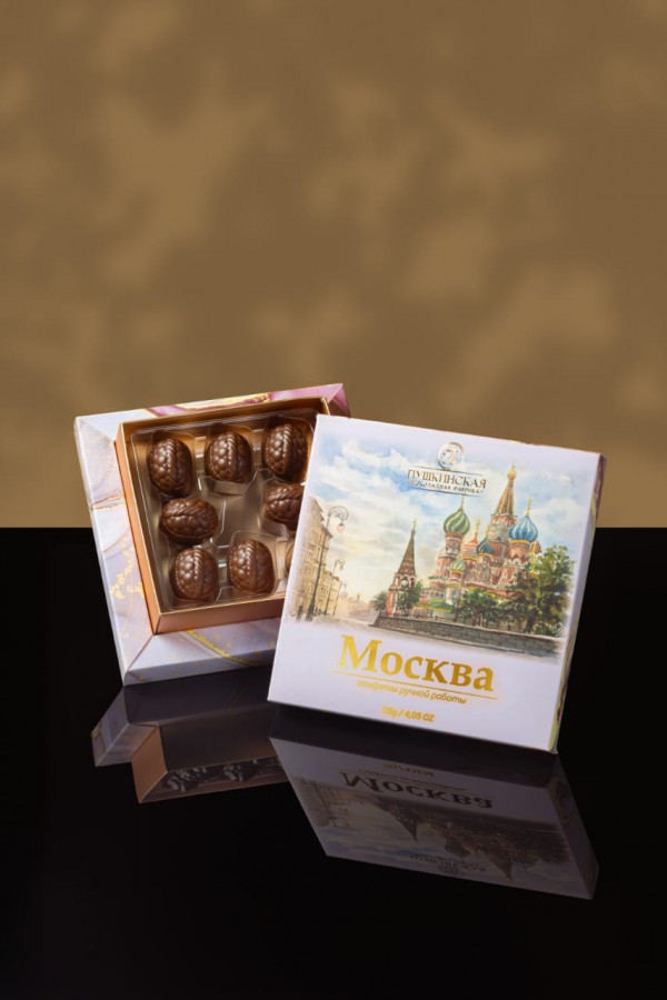№1 Пушкинская фабрика Конфеты Фундук-Малина (Москва), 115г(розовая коробка) в Соликамске